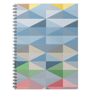 Caderno Espiral Padrão de Triângulo Geométrico Azul Colorido