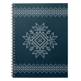 Caderno Espiral Padrão de tricô azul do floco de neve