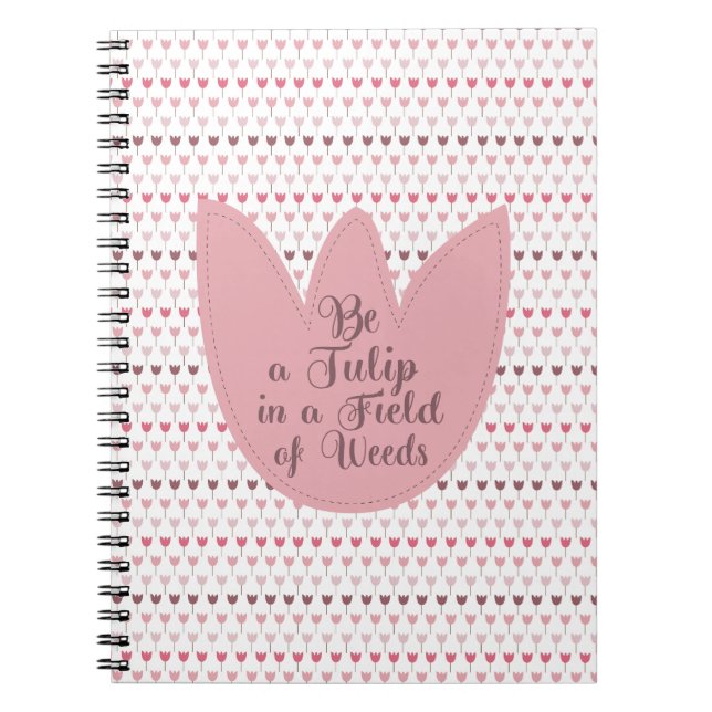 Caderno Espiral Padrão de Tulipas Rosa Simples (Frente)