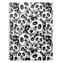 Padrão de Urso Panda Fofo Preto e Branco Moderno