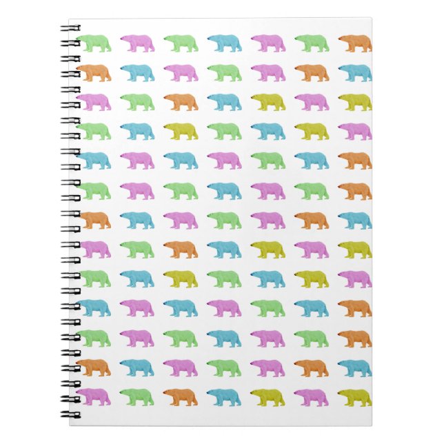 Caderno Espiral Padrão de Urso Polar (Frente)