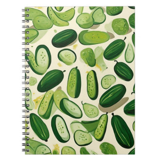 Caderno Espiral Padrão de vegetação verde vibrante