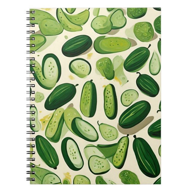 Caderno Espiral Padrão de vegetação verde vibrante (Frente)