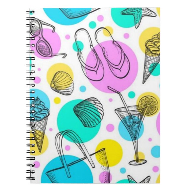 Caderno Espiral Padrão de Verão (Frente)