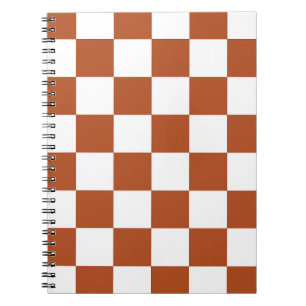 Caderno Espiral Padrão de Verificação Branco Castanho