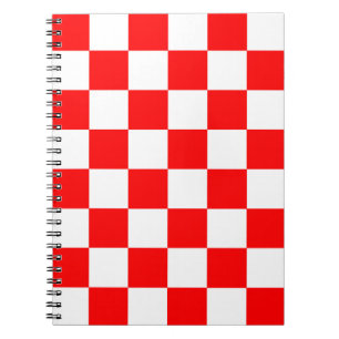 Caderno Espiral Padrão de Verificação de Branco Vermelho