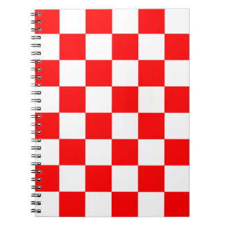 Caderno Espiral Padrão de Verificação de Branco Vermelho