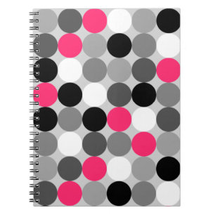 Caderno Espiral Padrão de vetor de pontos brancos e pretos cor-de-