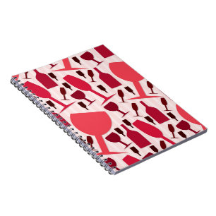 Caderno Espiral Padrão de vidro de vinho