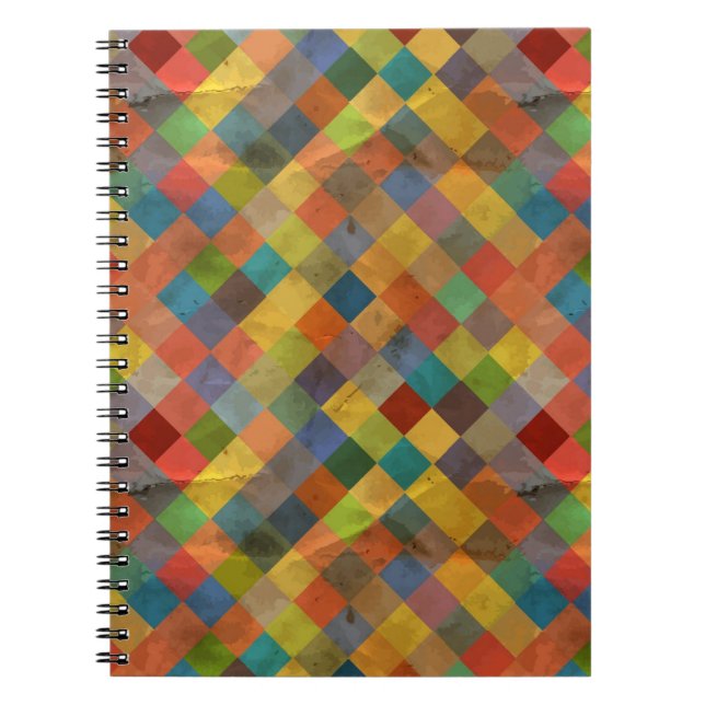 Caderno Espiral Padrão de vindima. Geométrica. (Frente)
