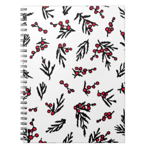 Caderno Espiral Padrão de vinheta sem costura com o inverno desenh