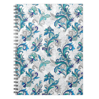 Caderno Espiral Padrão de Vintagem da Porta Floral Pastel.
