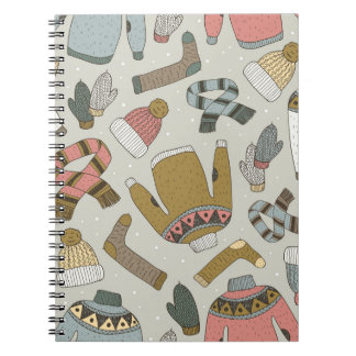 Caderno Espiral Padrão de Vintagem Desenhada à Mão Invisível