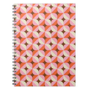 Caderno Espiral Padrão de Vintagem Geométrica dos 70 anos