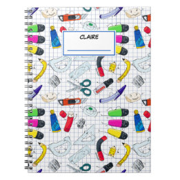 Caderno Espiral Padrão de Volta às Aulas Nome Personalizado