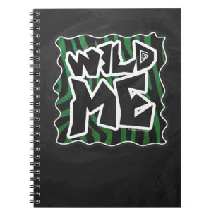 Caderno Espiral Padrão de Zebra Negra e Verde