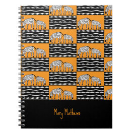 Caderno Espiral Padrão de Zebras do Quênia, Bonita, Laranja