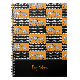 Caderno Espiral Padrão de Zebras do Quênia, Bonita, Laranja