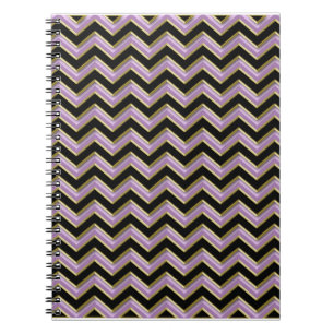 Caderno Espiral Padrão de Zigzag Preto Dourado Ametist