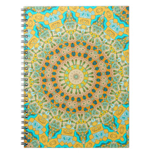 Caderno Espiral Padrão decorativo ventilado. Islã, árabe, indiano,