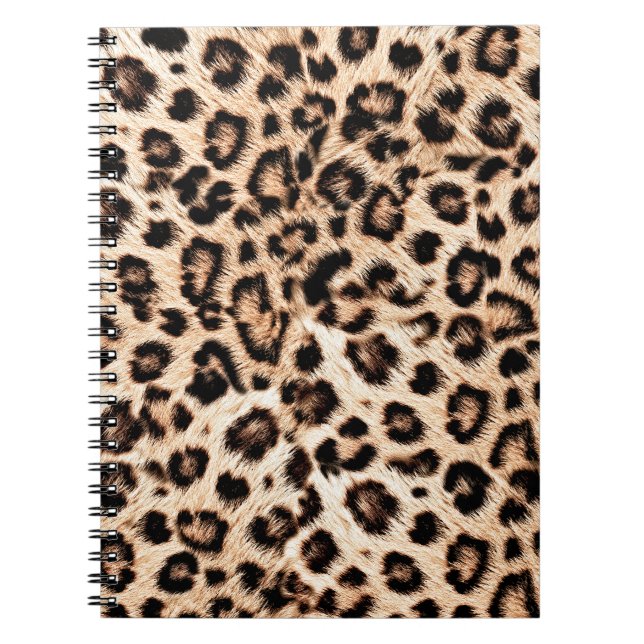 Caderno Espiral Padrão Design de Leopardo: Elegância Selvagem. (Frente)