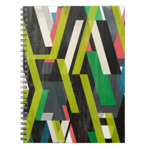 Caderno Espiral Padrão Diagonal de Fluxo