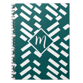 Caderno Espiral Padrão Diagonal Minimalista Striped, Monograma