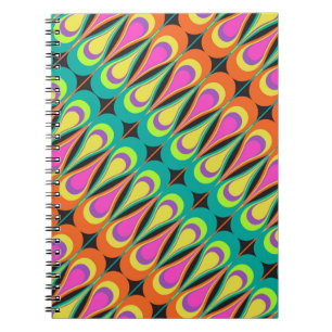 Caderno Espiral Padrão diagonal repetitivo colorido.abstrato, arte