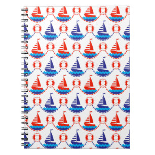 Caderno Espiral Padrão do Barco de Velas