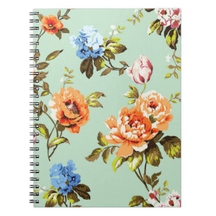 Caderno Espiral Padrão do chique Vintage Rosas