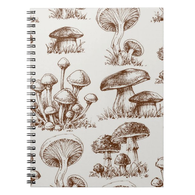 Caderno Espiral Padrão do cogumelo (Frente)