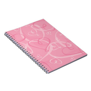 Caderno Espiral Padrão do coração rosa