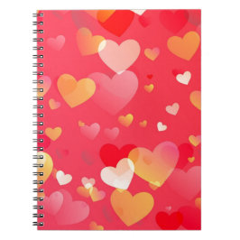 Caderno Espiral Padrão do Coração Vermelho Trendy