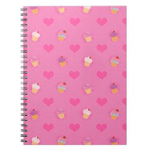 Caderno Espiral Padrão do Cupcake rosa