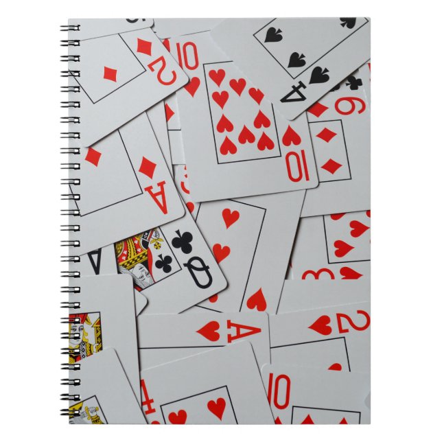 Caderno Espiral Padrão Do Deck De Cartões De Jogada Espalhados, (Frente)