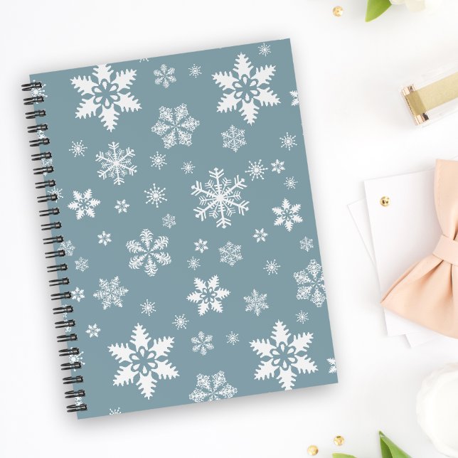 Caderno Espiral Padrão do Floco de Neve, Flocos de Neve Brancos, N (Criador carregado)
