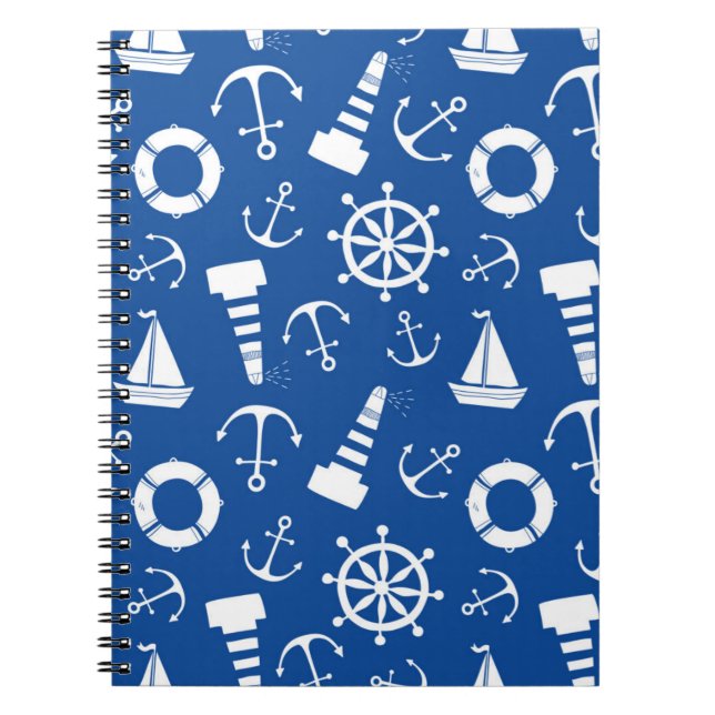 Caderno Espiral Padrão do Mar Azul (Frente)