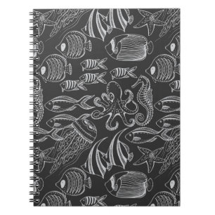 Caderno Espiral Padrão do Mar Negro