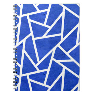 Caderno Espiral Padrão do mosaico real azul e branco