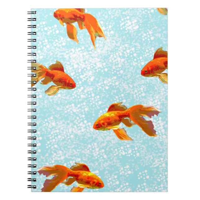 Caderno Espiral padrão do peixe dourado (Frente)