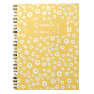 Caderno Espiral Padrão do Primavera do Boho Amarelo