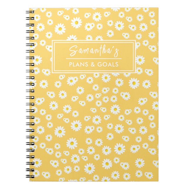 Caderno Espiral Padrão do Primavera do Boho Amarelo (Frente)