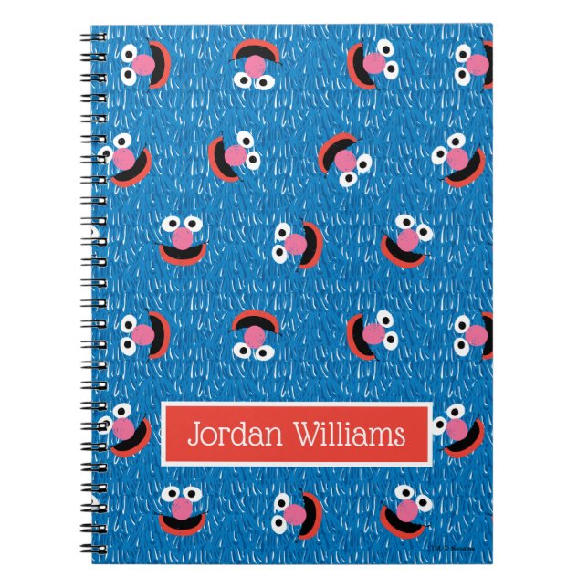 Caderno Espiral Padrão do Rosto Peludo do Grover (Frente)