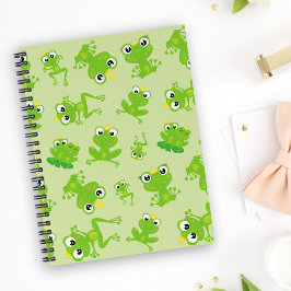 Caderno Espiral Padrão do sapo, Sapos giros, Sapos verdes, Príncip
