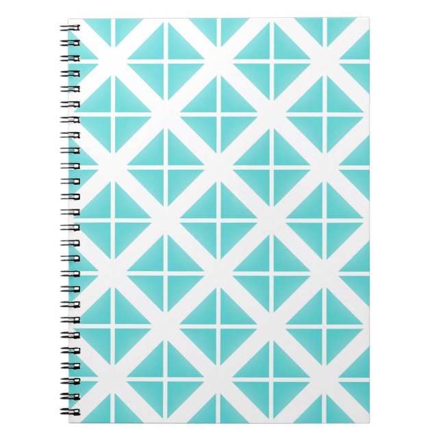 Caderno Espiral Padrão do Triângulo da Tendência Turquesa (Frente)
