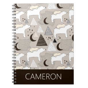 Caderno Espiral Padrão do Urso do Pavimento da Porta-Gama