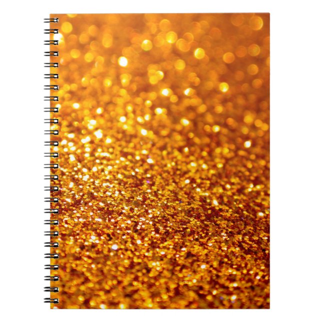 Caderno Espiral Padrão Dourado de brilho (Frente)