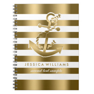 Caderno Espiral Padrão Dourado e branco de distribuição com âncora