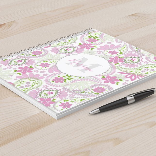 Caderno Espiral Padrão Elegante de Impressão de pré-disquete Rosa- (Criador carregado)