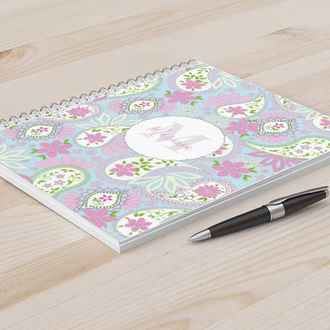 Caderno Espiral Padrão Elegante de Impressão de pré-disquete Rosa- (Criador carregado)